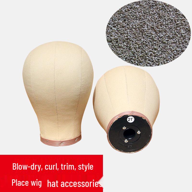 Cork Canvas Mannequin Head Stand for Wig Styling and Display