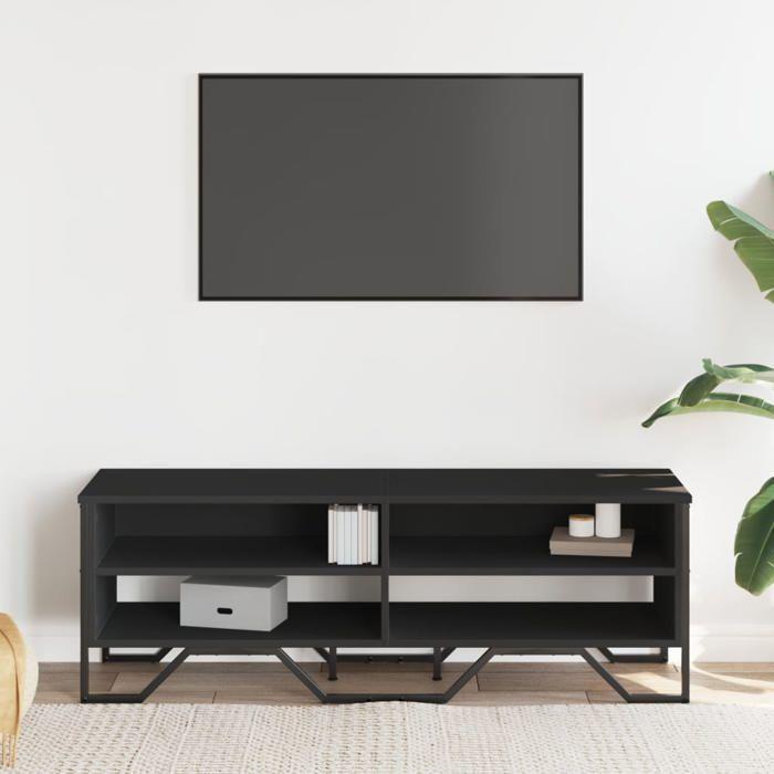 VidaXL Meuble TV noir 122x34x41 cm bois d'ingénierie, support TV, buffet TV, meuble multimédia, banc TV, meuble hifi, centre 848569