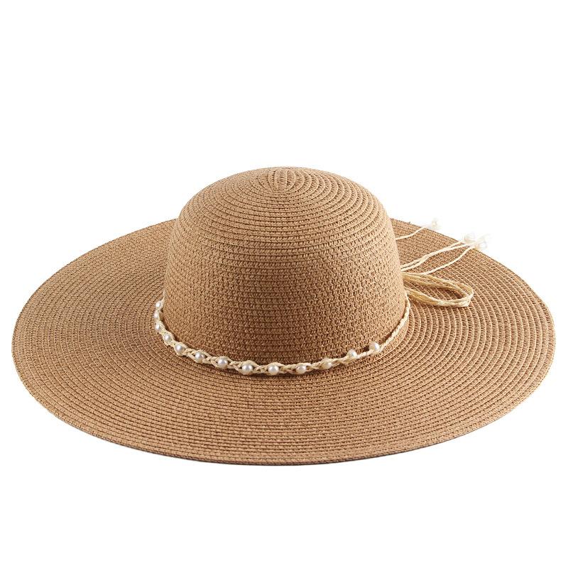 Simple style spring and summer women's dome big straw hat pastoral style leisure outdoor visor travel hat sun hat