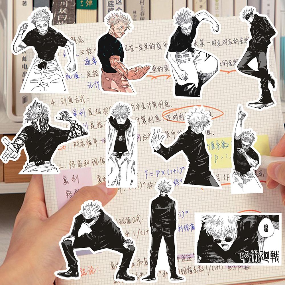 10/30/70pcs Black White Jujutsu Kaisen Stickers Cool Gojo Satoru Cartoon Decal DIY Luggage Suitcase Guitar Classic Anime Sticker