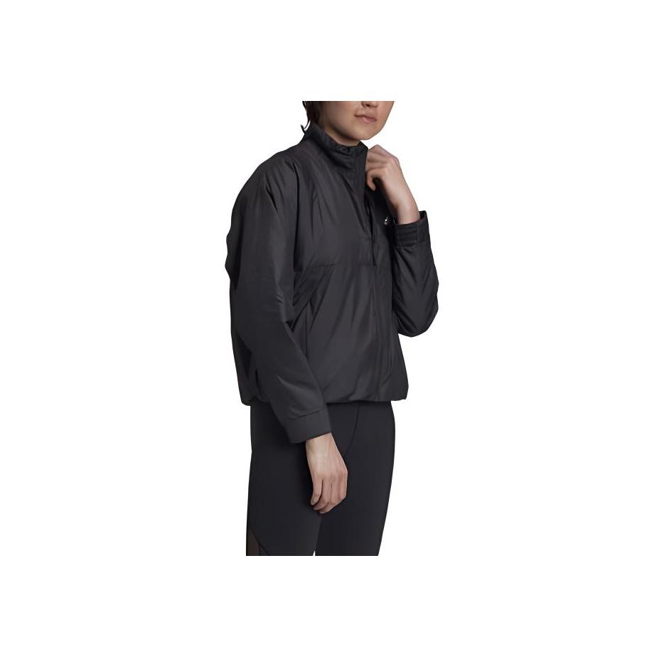 adidas Sports Warm Stand Collar Loose Fit Casual Outerwear Jacket Women Black FT2554