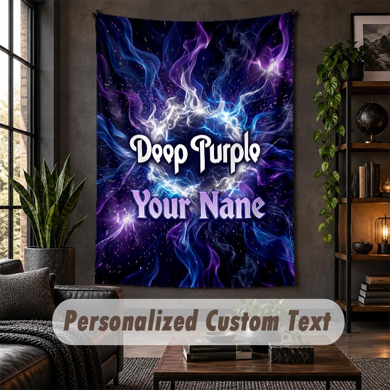 Personalized Wall Tapestry,Deep Purple Custom Text, Soft Fabric Wall Art For Indoor Decoration