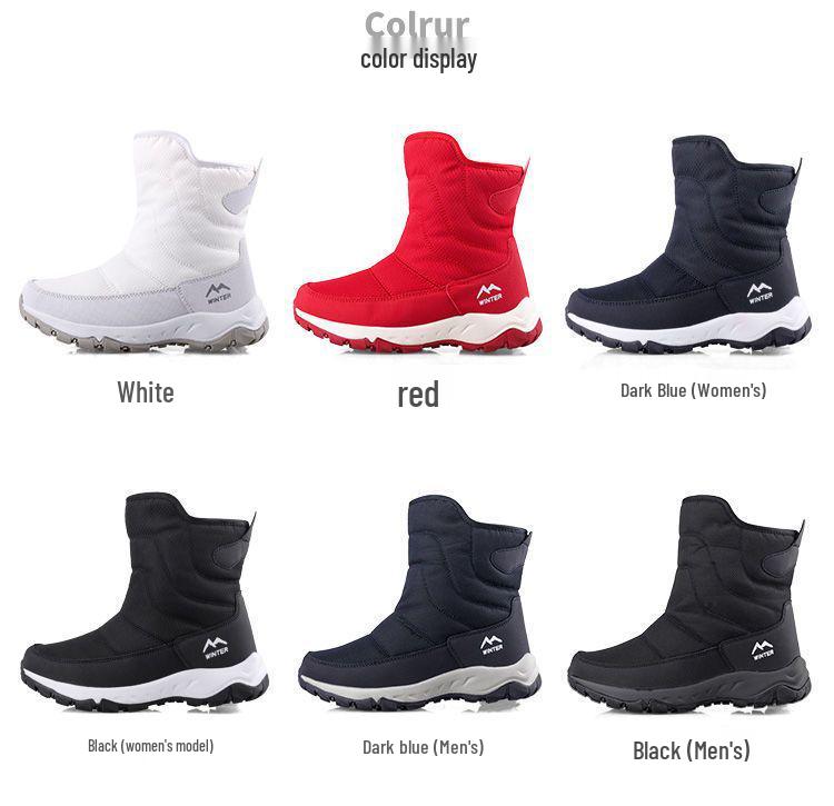 Men's High-Top Waterproof Wool Snow Boots - Warm Outdoor Ankle Cotton Shoes