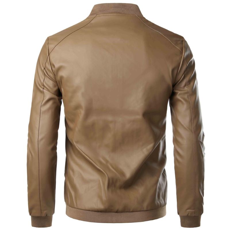 Klassische Frühling Herbst Motorrad Biker Leder Jacke Männer Casual Trend Leder Dünne PU Dünne Mantel Mode Vintage Mantel