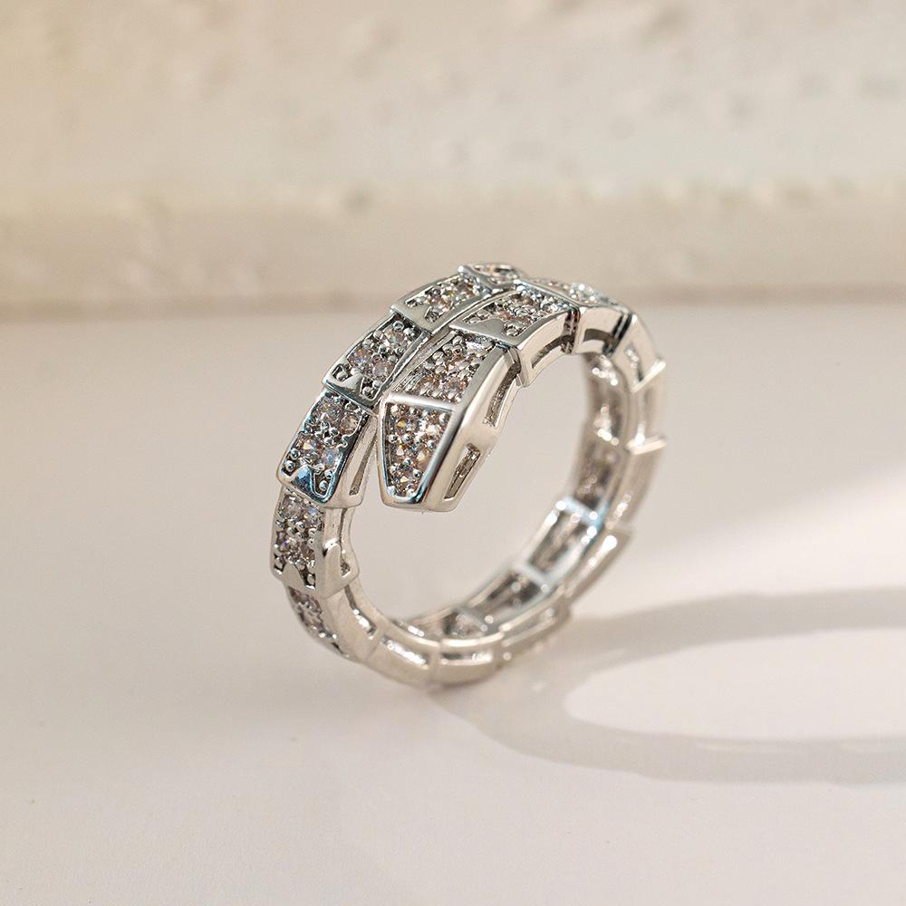 Micro-Inlaid Zircon Fashion Open Ring - Adjustable Luxury Index Finger Jewelry for Women