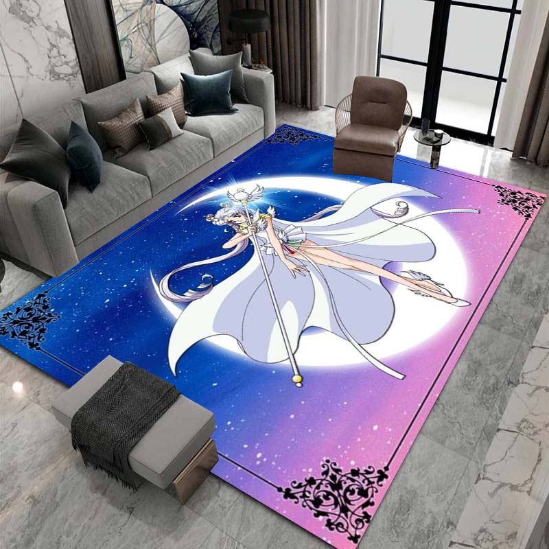 3D printed Sailor Moon pattern rug, large-area non-slip washable rug,, suitable for bedroom home décor.22