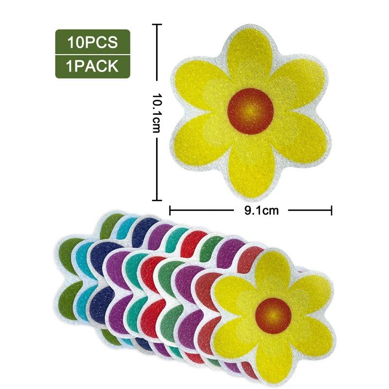 10 pieces of cartoon pattern bathroom bathtub anti-slip stickers, self-adhesive anti-slip stickers for stair floors