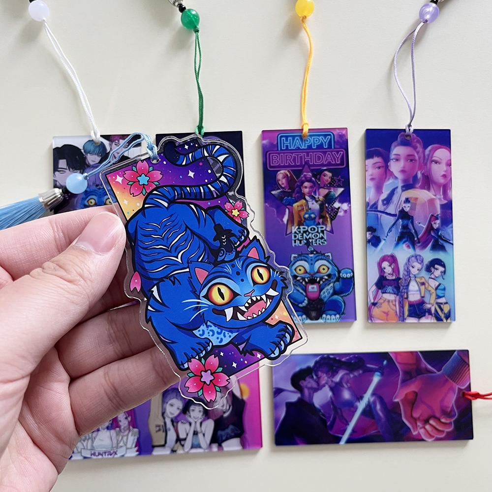 1/2/4 adet KPOP Şeytan Avcıları Saja Çocuklar Derpy Kaplan Akrilik Kitap Ayracı Püsküllü Kitap Klipsi Öğrenci Kırtasiye Okul Malzemesi