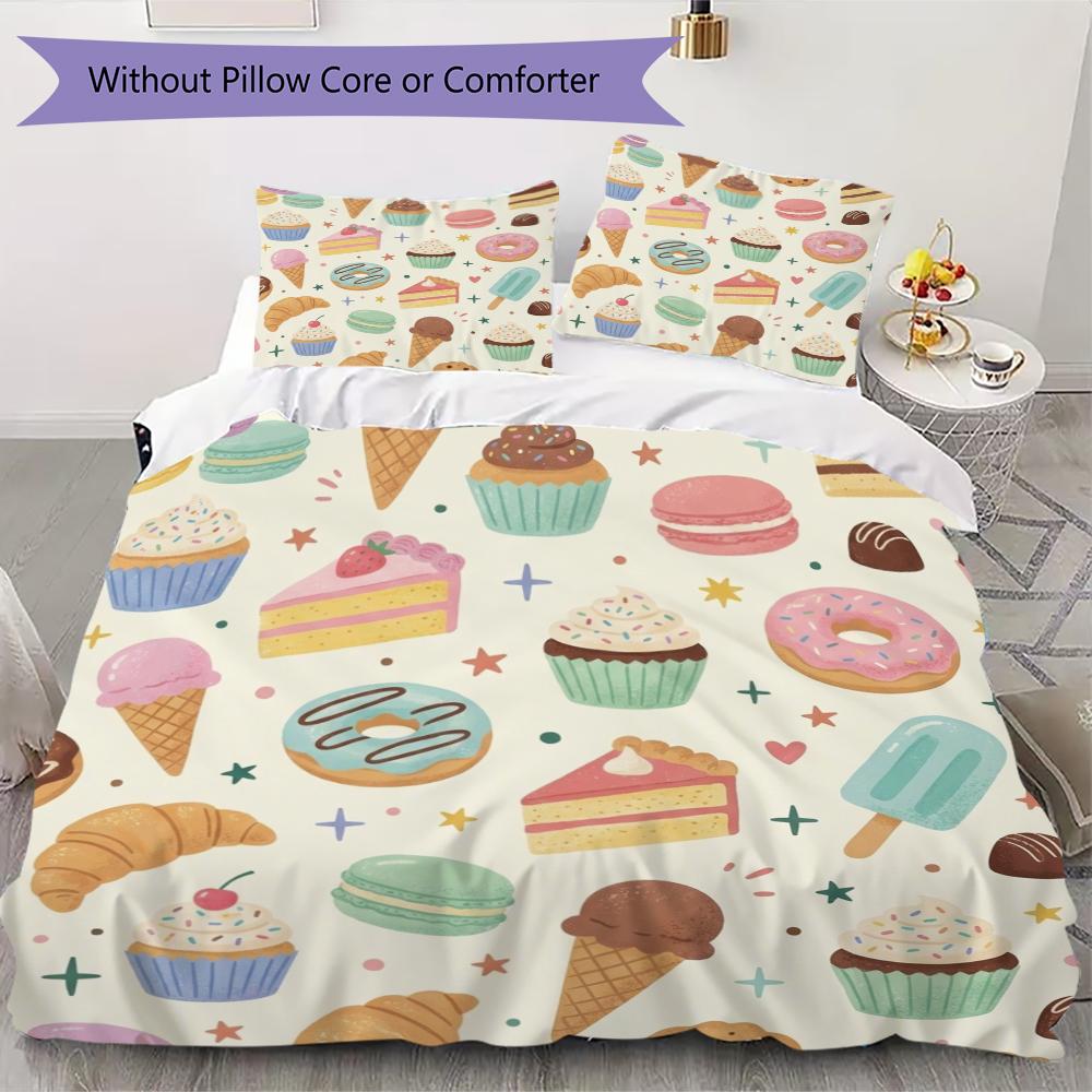 Cute Cartoon Pattern Bedding Uilt Set Uilt Cover Pillowcase Home Decoration Birthday Gift (1 * Duvet Cover + 2 * Pillowcase Without Core)49