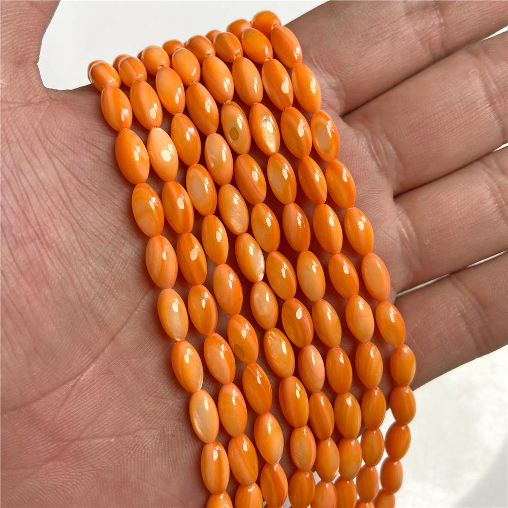 5x9mm Oval Rice Shape Natural Shell Bead Dyed Colorful Mother of Pearl Shell Charm Bead Accessories For Making Jewelry Wholesale About 39pcs