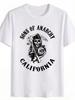 Herren T-Shirt mit kurzem Ärmel Totenkopf-Print Sons of Anarchy Kalifornien Design Sommer Schwarz mit Weißem Druck Rundhalsausschnitt Normale Passform