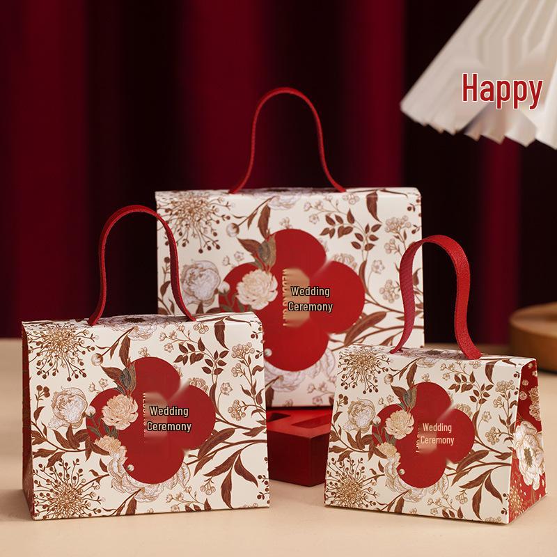 

2025 Chinese Style Wedding Candy Bag: Handheld Souvenir Gift Box Sample Set (1 Large, 1 Medium, 1 Small)