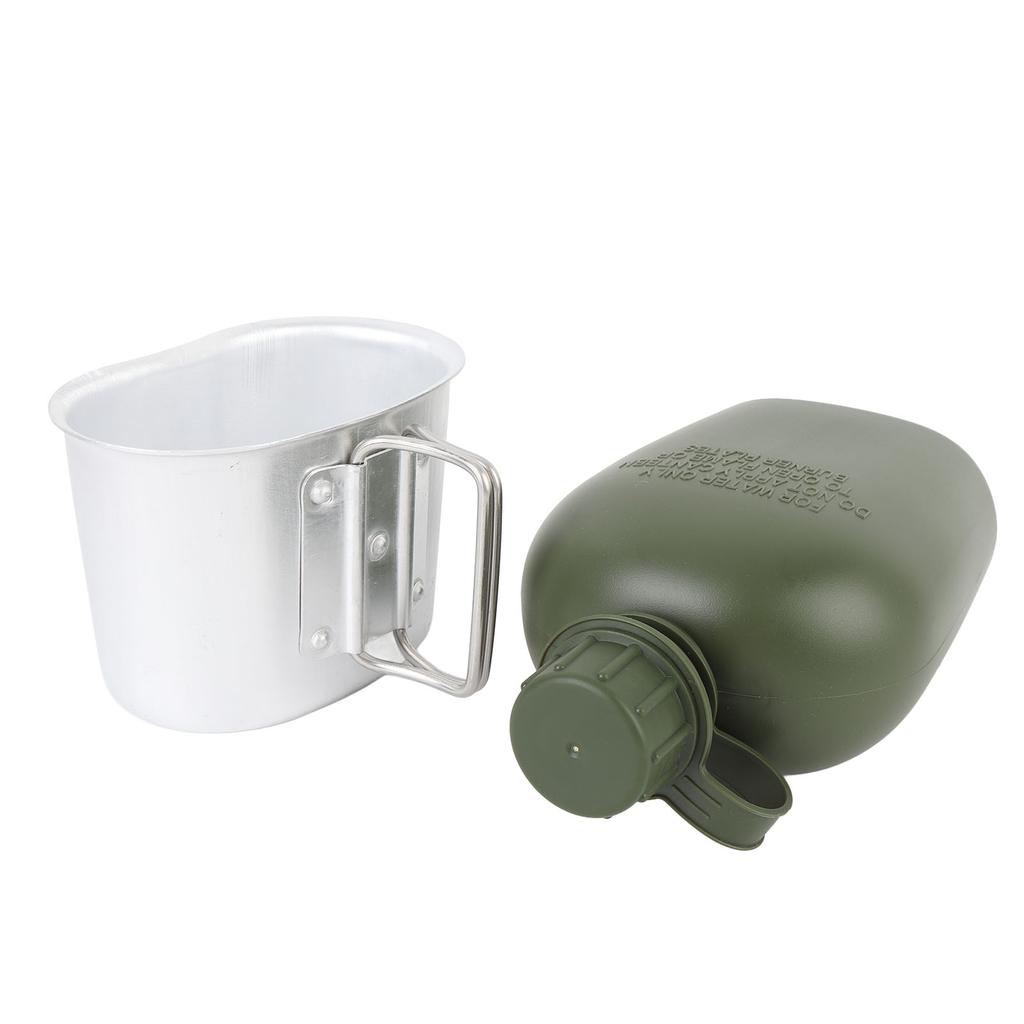 Outdoor Canteen Kit PE 1L Canteen Water Bottle with Bottle Pouch and Cup for Camping Hiking Backpacking