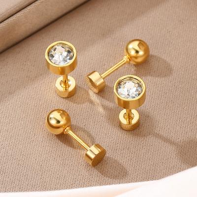 Kleine und exquisite Diamantbesetzte Mini-Dünnstab-Schraub-Steck-Ohrringe, Schlichter Stil, Persönlichkeit, Nische und High-End Ohrknochen-Nägel