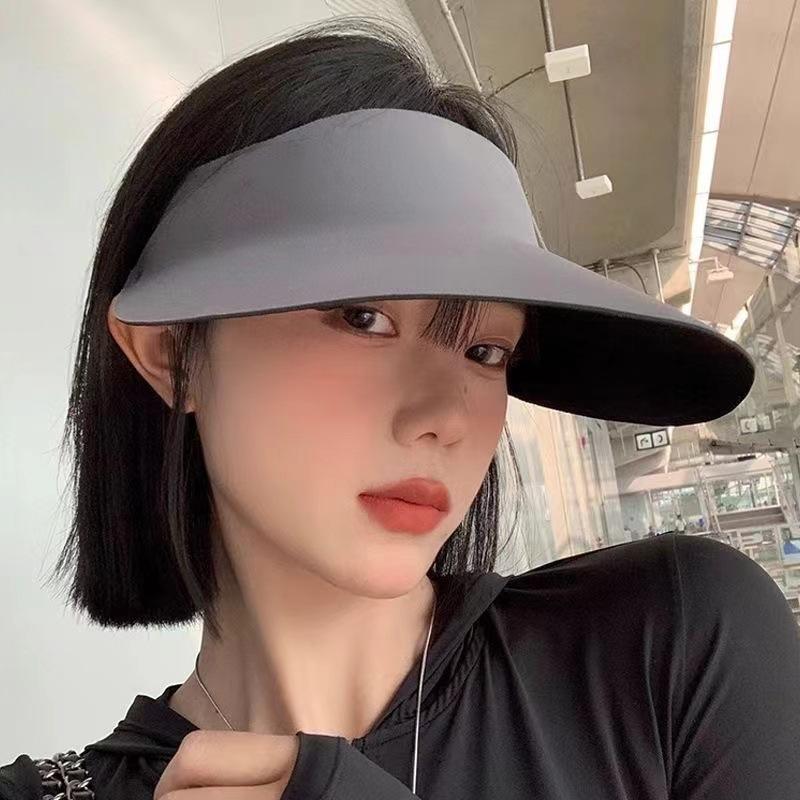 

Empty top sun protection hat women s summer seamless integrated UV sun hat foldable running sports sun hat чорний