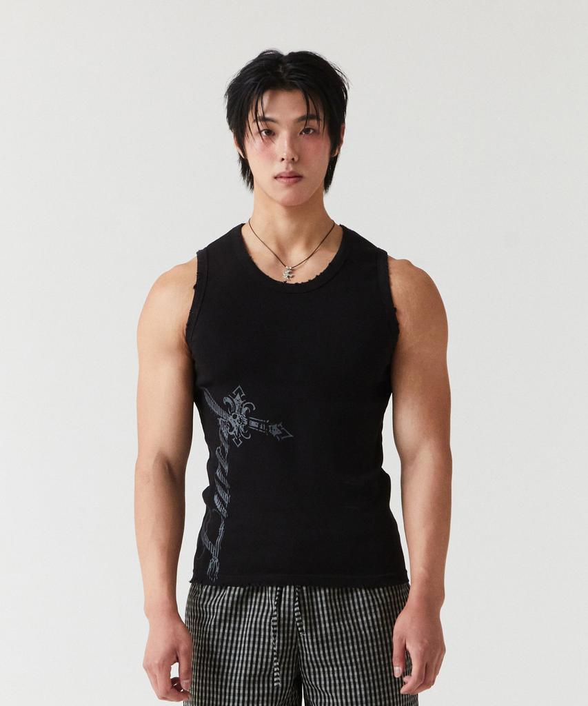 Noineta Luna Print Sleeveless Black