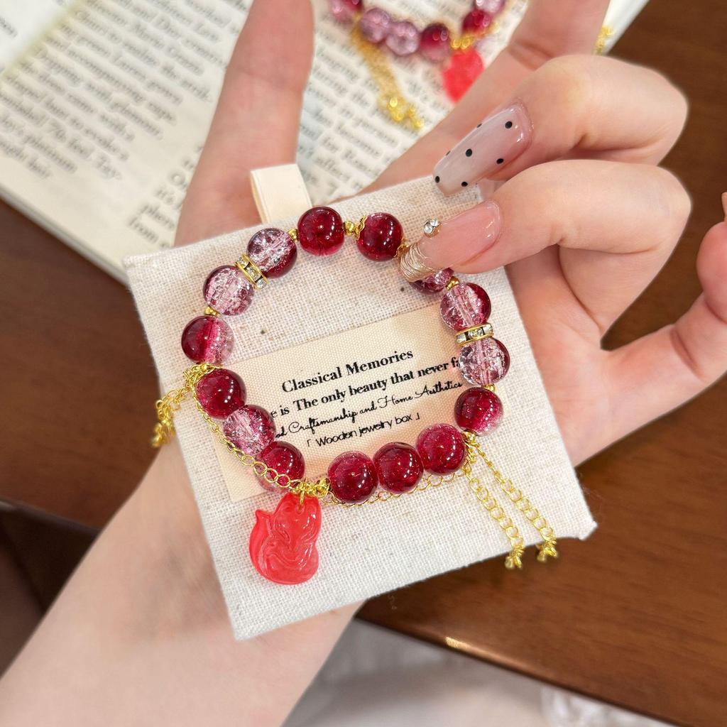 Charming Pink Crystal Floral Bracelet - Court Style Dream Gift for Girlfriend