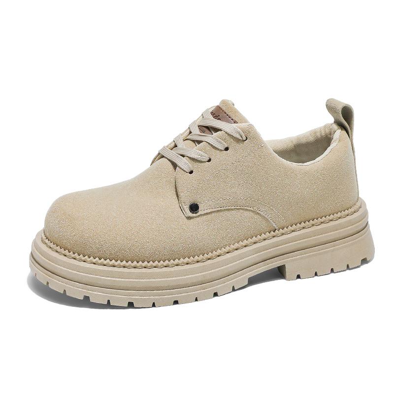 Retro Yellow Men's Suede Leather Shoes Streetwear Tooling Shoes Men Comfy Low Top Casual Work Shoes Men Oxford chaussure hommes