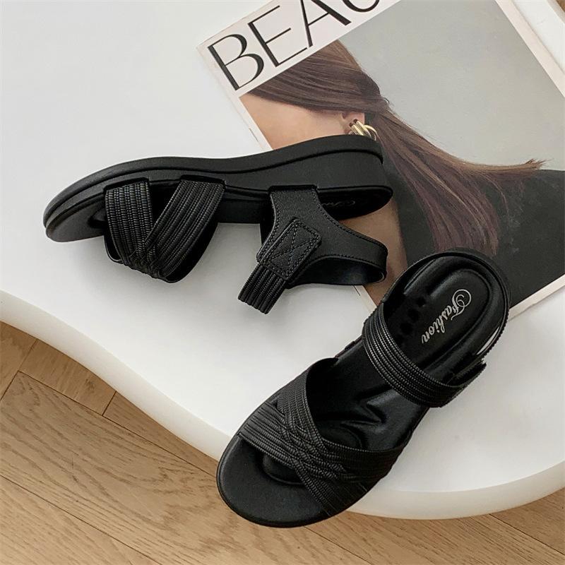 

New fashionable solid color cross-strap sandals summer women s platform beach women s shoes casual sandals 36-37