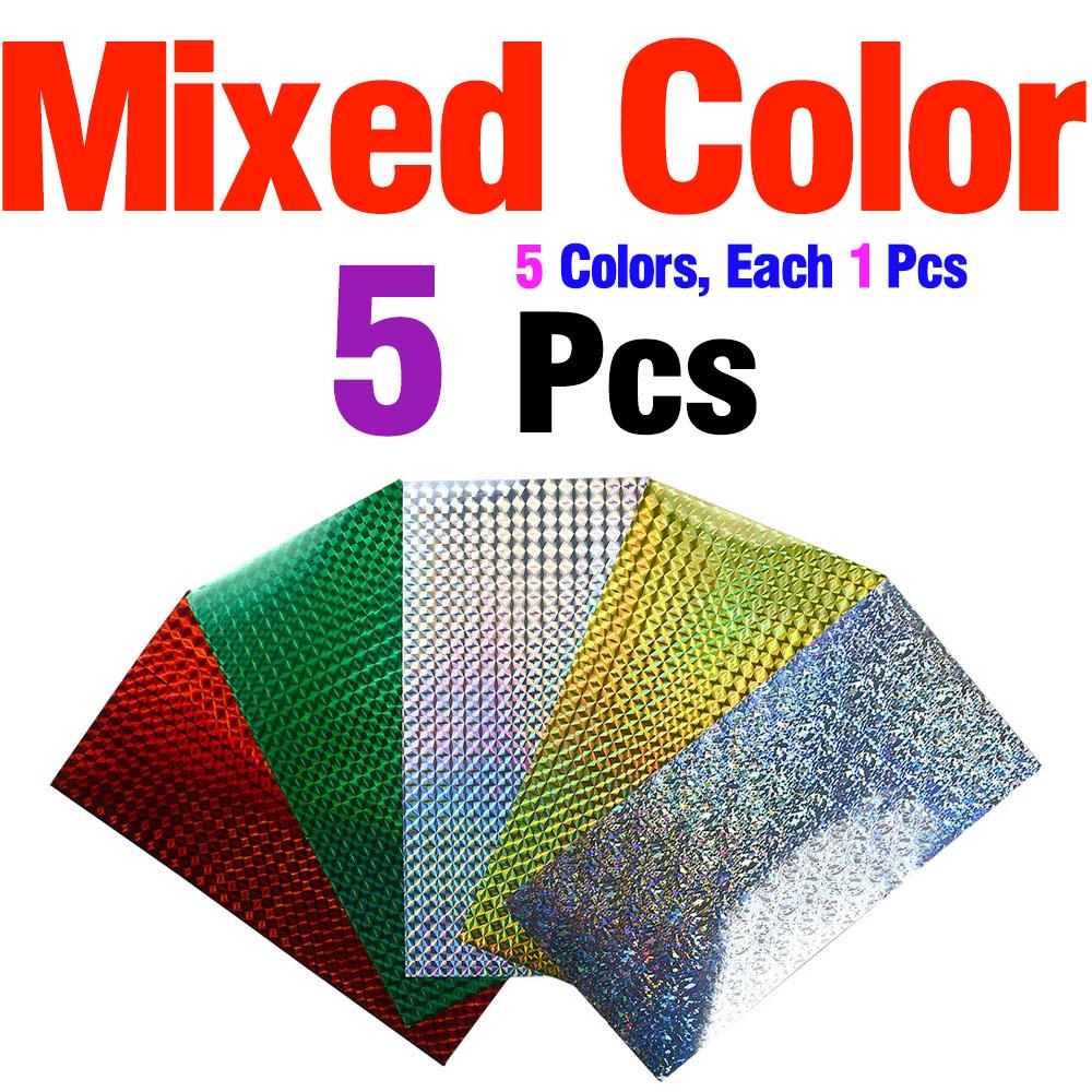 5 Sheets 8x4 Inch Fishing Lure Holographic Fish Scale Sticker - Adhesive Luminous Tape for Lure Making, Metal Baits, DIY Craft