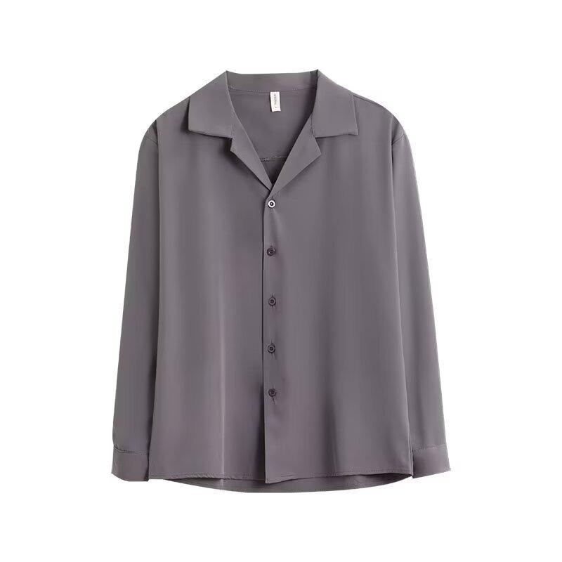 Men's long-sleeved shirt solid color shirt men's slim fit large size shirt jacket