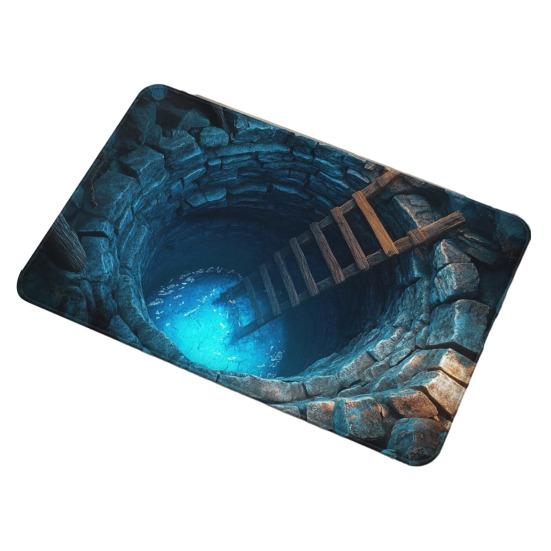 3D Visual Hole Rug Optical Illusion Floor Mat Realistic Hole Pattern Doormat Test And Play with Dog or Cat for Entrance Hallway Living Room