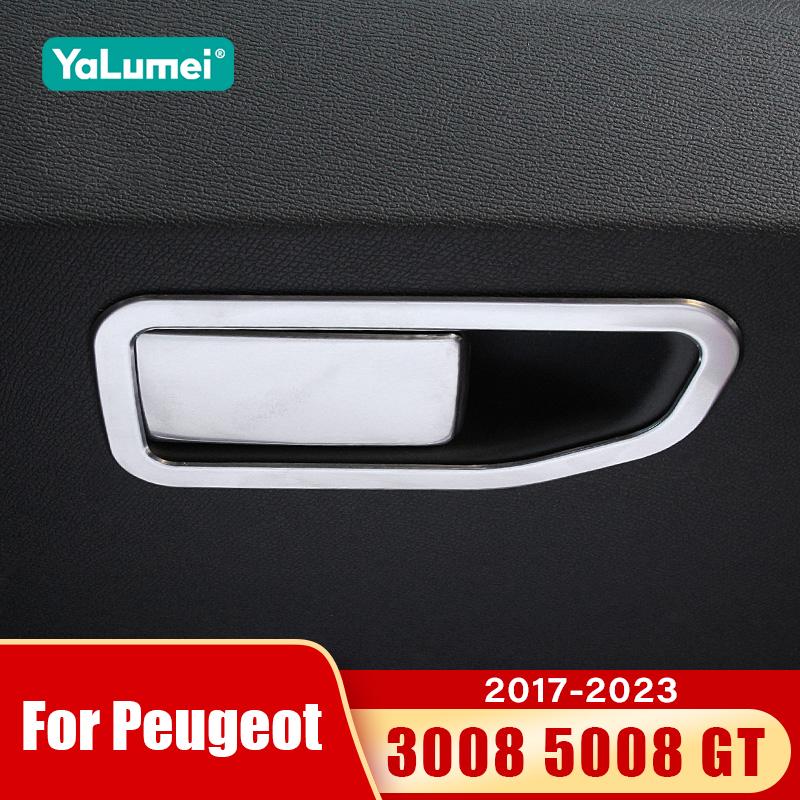 For Peugeot 3008 5008 GT 2017 2018 2019 2020 2021 2022 2023 Car Co-pilot Glove Storage Box Handle Covers Decoration Accessories