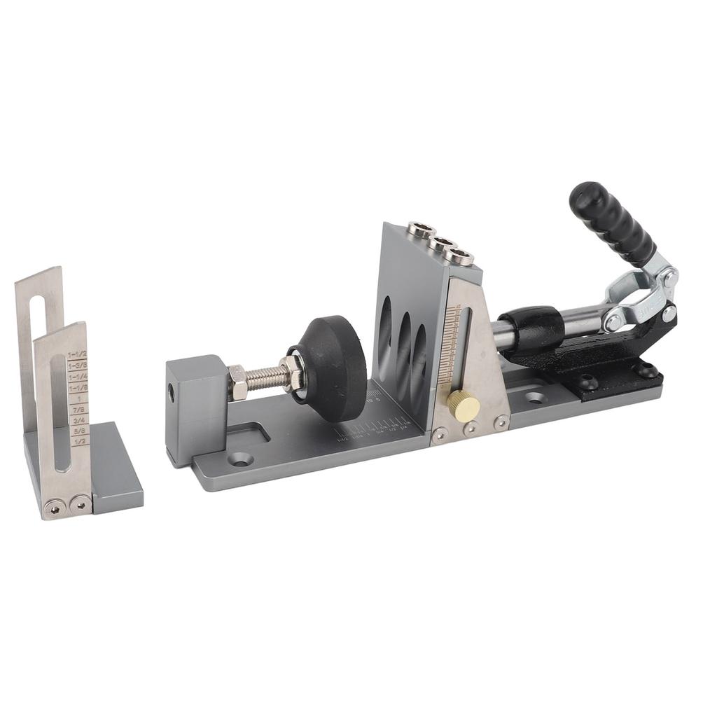 Pocket Hole Jig Kit Pocket Screw Jig Accurate Easy Adjust Aluminium Alloy Woodworking Tool with Step Drill Wrench for