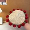Crochet Flower Coasters Handmade Vintage Bouquet Knitted Rose Flower Decorative Coasters Anti-scald Table Mats Without Flower Pot