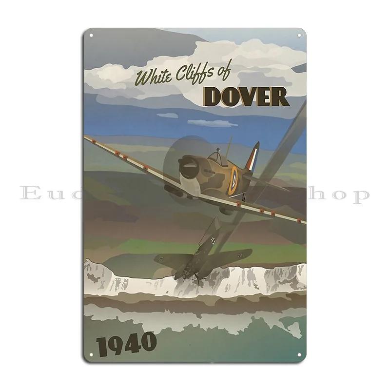 Dover Cliffs 1940 Battle Of Britain Travel Poster Metal Sign Plaques Funny Personalized Plaques Wall Mural Tin Sign Poster 20X30CM