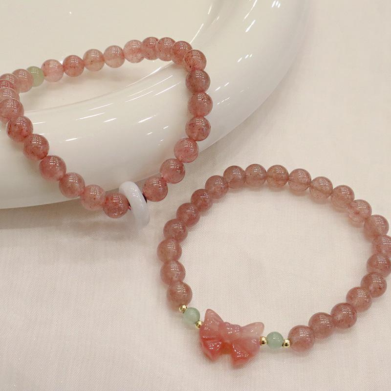 Natural Strawberry Crystal Bracelet Bangles Women Fashion Jewelry Accessories Gift