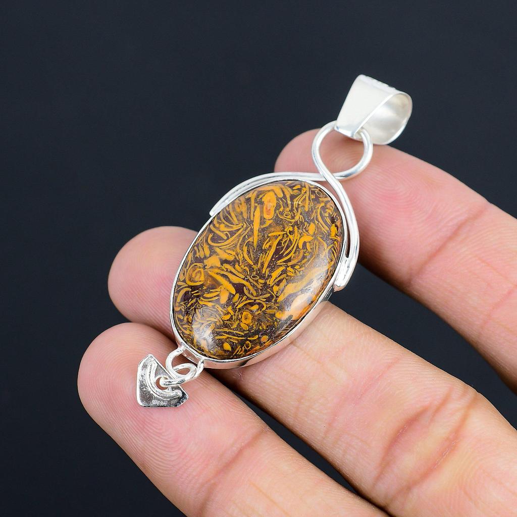 Daughters Day Sale Oval Natural Mariam Jasper Mother Pendant Jewelry 925 Silver