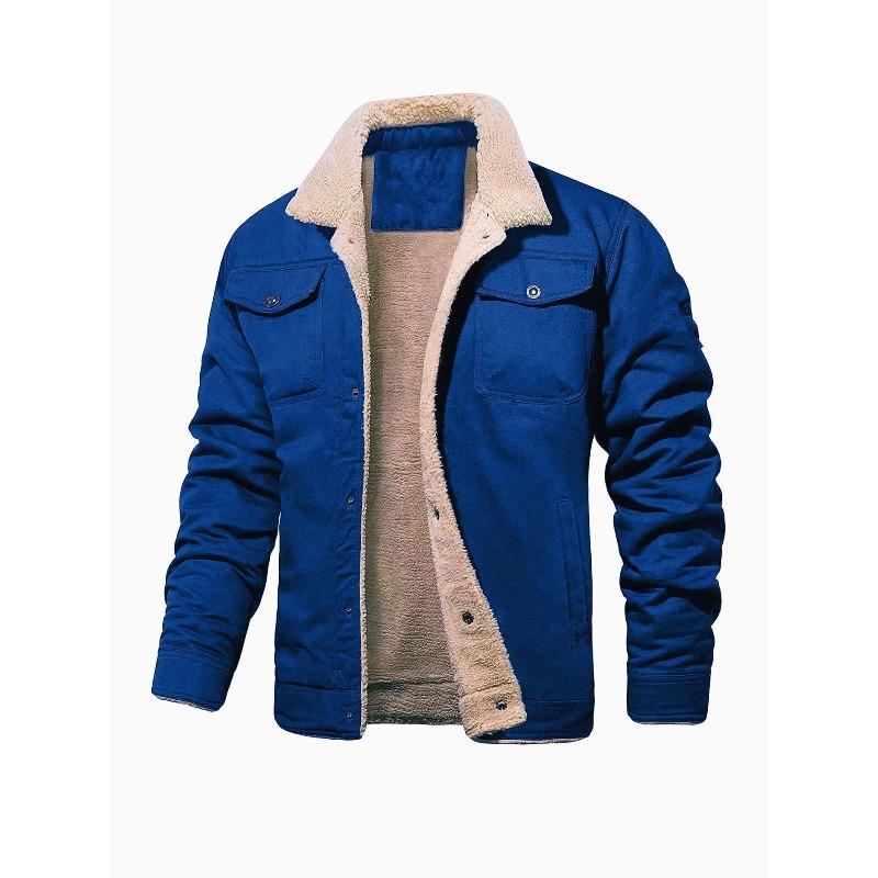 Men's Fleece Lined Work Jacket Cotton Casual Coat.