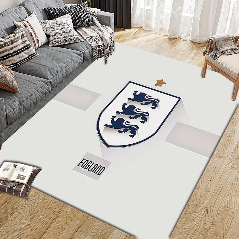 England National Men's Football Team Flannel Pattern Square Carpet,Area Rug,Carpet Rug for Living Room Bedroom Sofa Playroom Decor,Non-slip Floor Mat