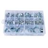 100 × Double Ear Hose Clips Water Fuel Air Clamps for 5-31MM Zinc Plated Assortment Box with Pliers Tool