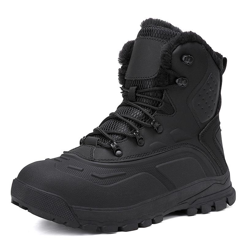 Winter European and American high-top mountaineering boots outdoor leather waterproof cotton shoes large size high quality snow boots