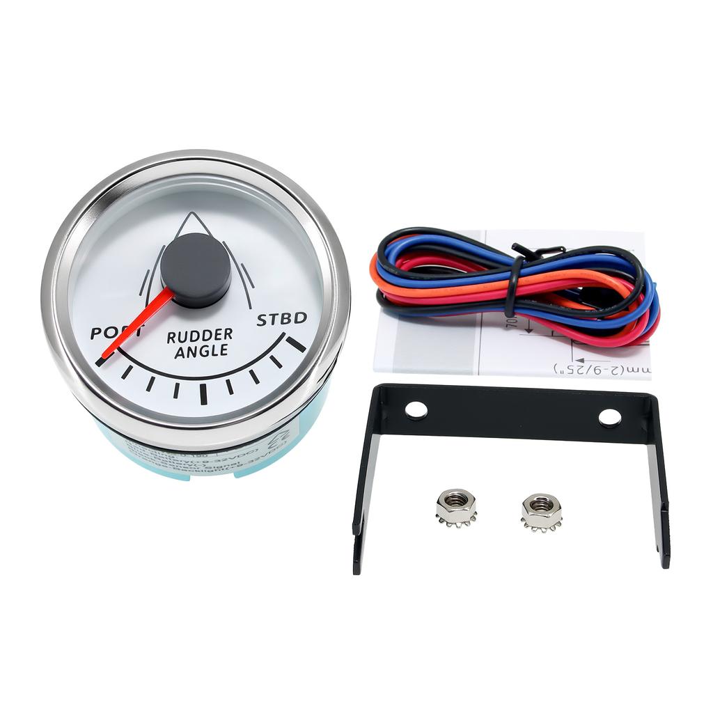 ZMFJH Boat Yacht 52mm Rudder Angle Indicator Gauge with Rudder Angle Sensor 0-190 ohm Rudder Angle Gauge Red Backlight 12V 24V