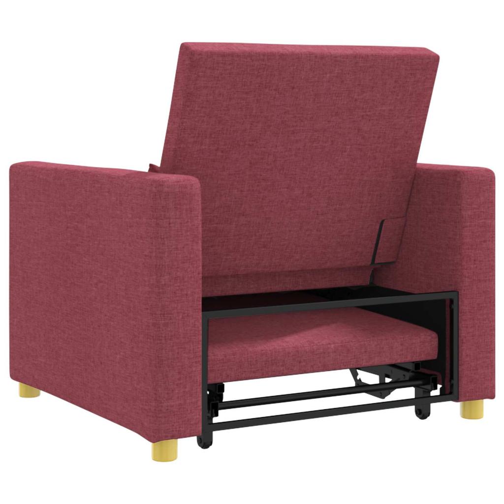 Extendable Sleeper Sofa Single Burgundy Red 90 X 165 X 87 Cm Fabric