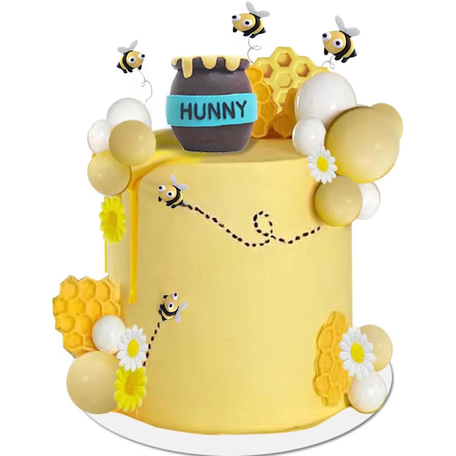 

Honey Jar Cake Topper Honeycomb Cake Topper for Birthday Baby Shower Happy Birthday Theme Party Supplies for Boys and Girls