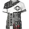 Short Sleeved Street Wear, Mechanical Repair Tool Pattern, Men's T-shirt, Mechanical Personalized 3D Printed Men's T-shirt Top