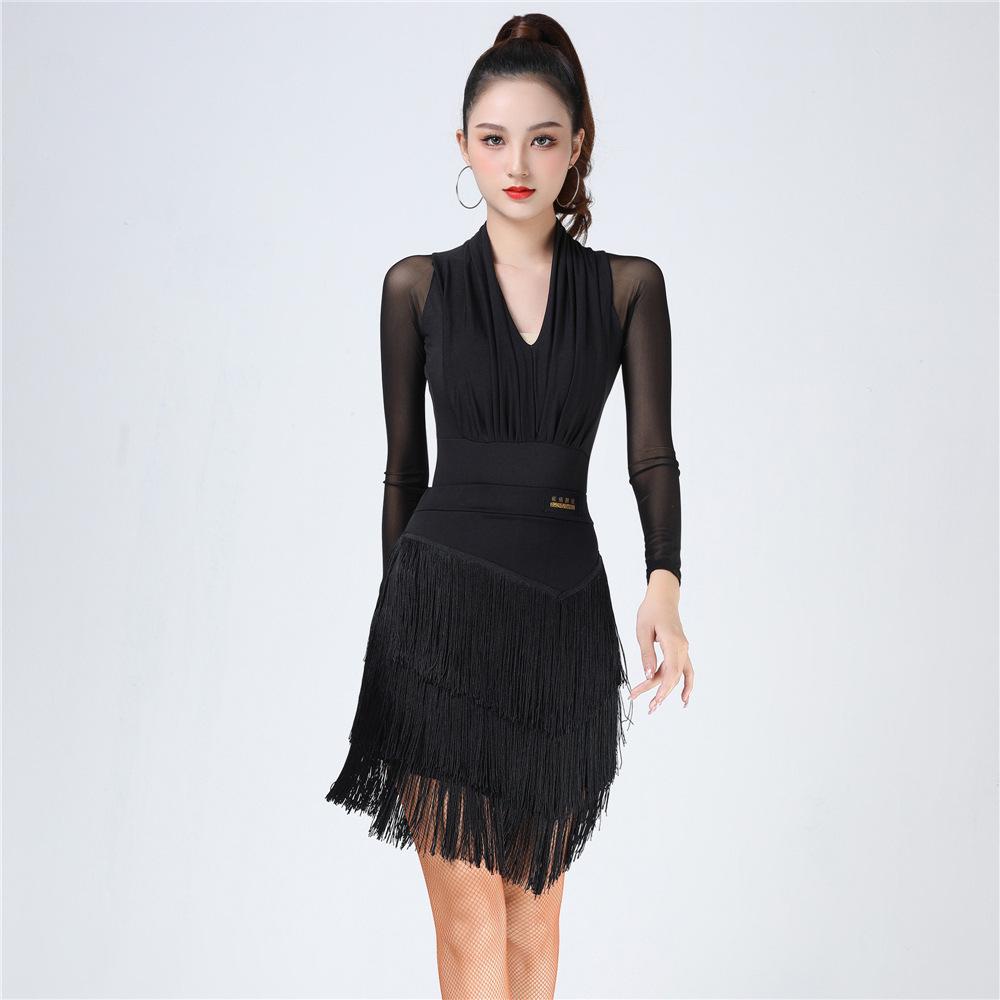Women's Latin Dance Set: Fringe Skirt and Top for Practice, Competition, or Performance