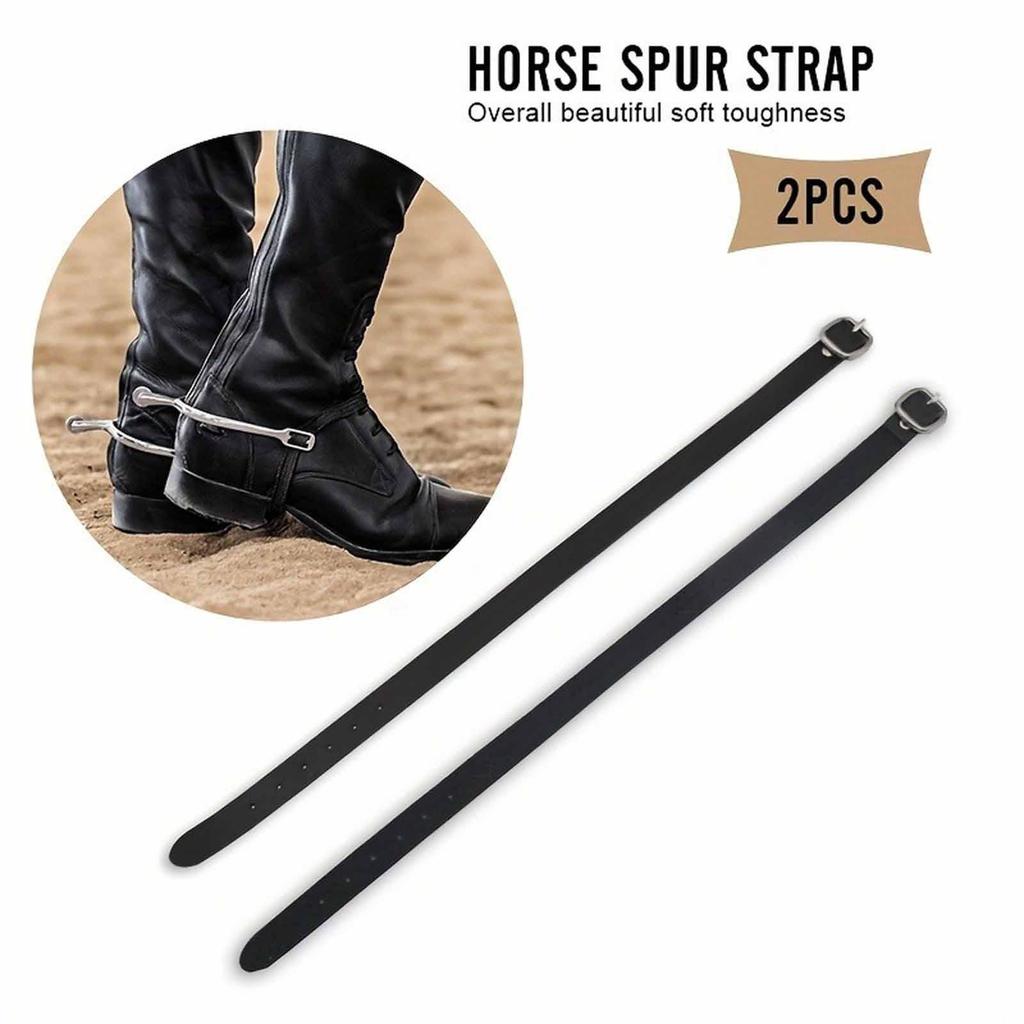 2Pcs English Spur Straps with Buckle,Wear Resistant Professional PU Leather Boots Training
