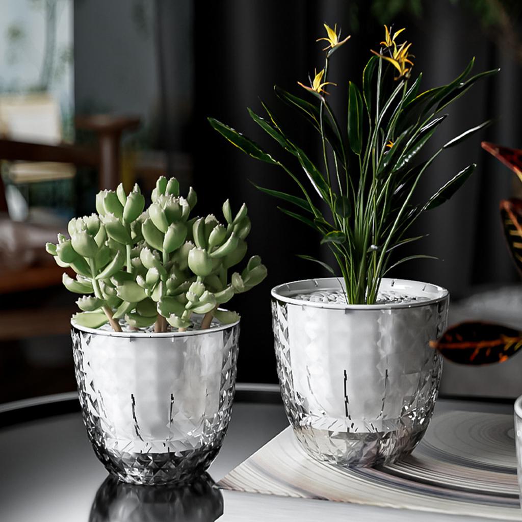 Hydroponic Plant Vase with Cotton Rope Plastic Creative Flowerpot Lazy Self Watering Vase Plant Pot for Home Garden Decoration