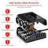 High Power Car Charger: 1 To 3 Lighter Socket Extension & 4-Port USB with Independent Switches TR12