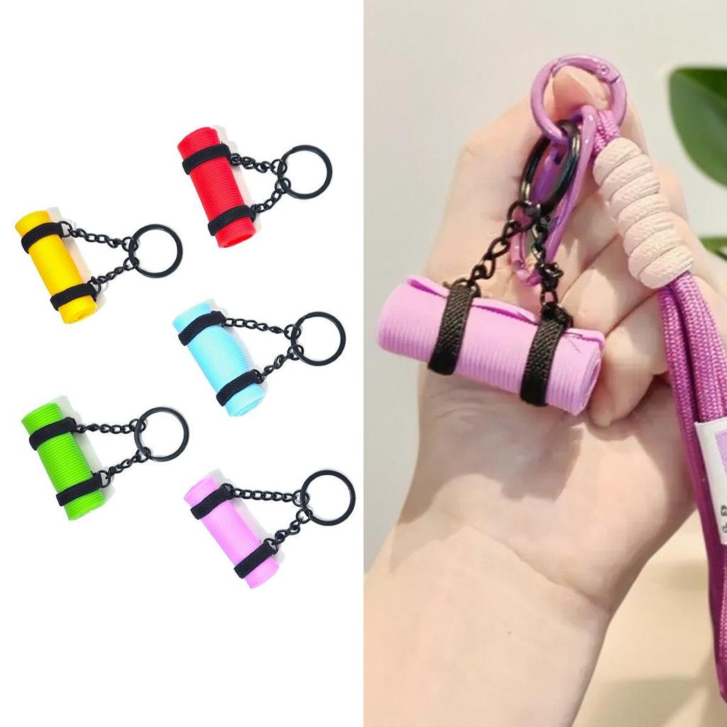 New Style 2025 Yoga Mat Keychain: Sports & Fitness Pendant with Colorful Dopamine Design