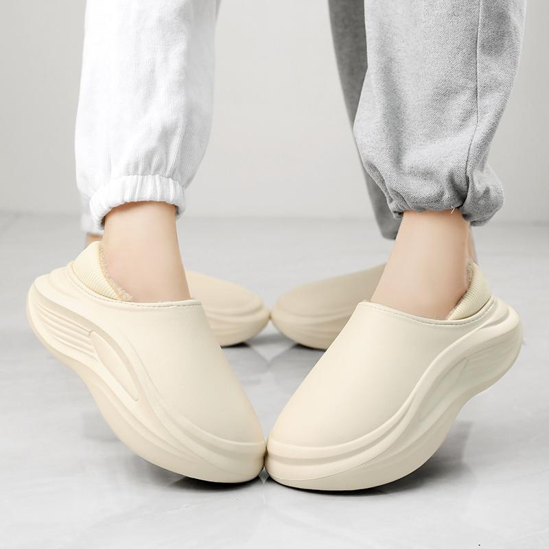 Fashion PARZIVAL Winter Men Women Shoes Casual House Shoes For Men Waterproof Outdoor Warm Cotton Shoes Indoor Plush Padded Slippers