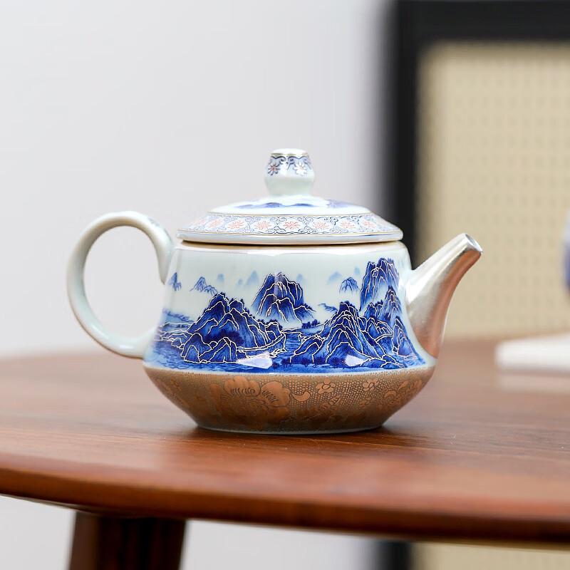 

МУЛЬТИПОТЕНТНЫЙ Позолоченный Керамический Чайник - Мастер Чжэн Вэньцян Пейзаж Тысячи Миль
