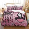 Halloween Bedding Set 3-piece Pink Cartoon Skeleton Duvet Set Funny Horror Ghost