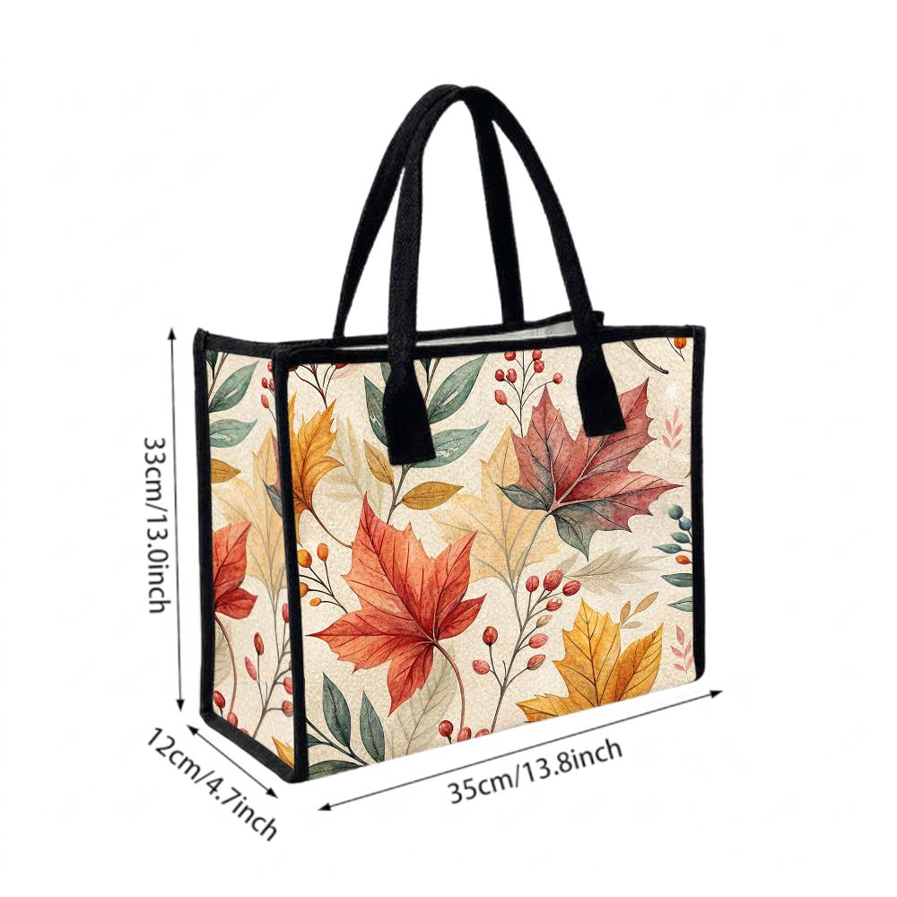 Autumn Maple Leaf Print Tote Bag Fashion Portable Casual Carryall for Daily Use