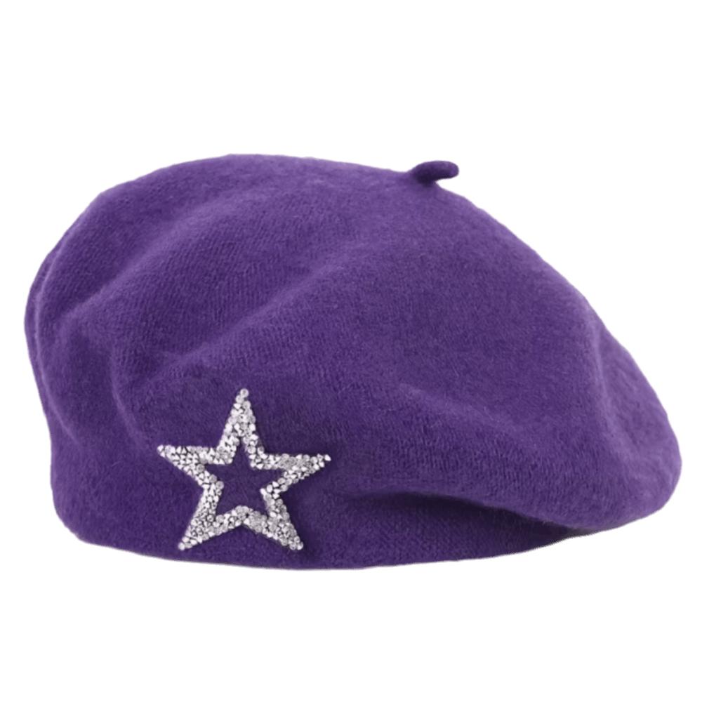 Five-Pointed Star Knitted Painter Hat Soft Beanie Cap Streetwear Wool Beret Autumn
